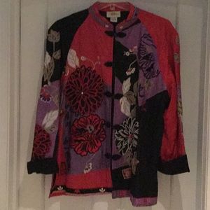 Embroidered jewel colored lined jacket